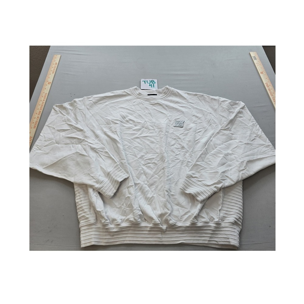 We11done White Oversized Logo Sweatshirt Ribbed Trim Mens Large WD-TS3-21-592